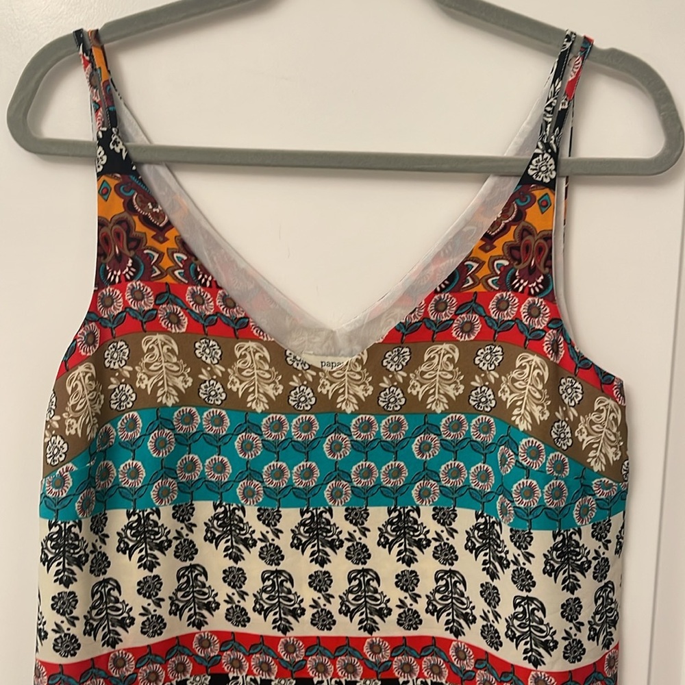 Papaya Red and Blue Graphic Floral Camisole Sleeveless Blouse